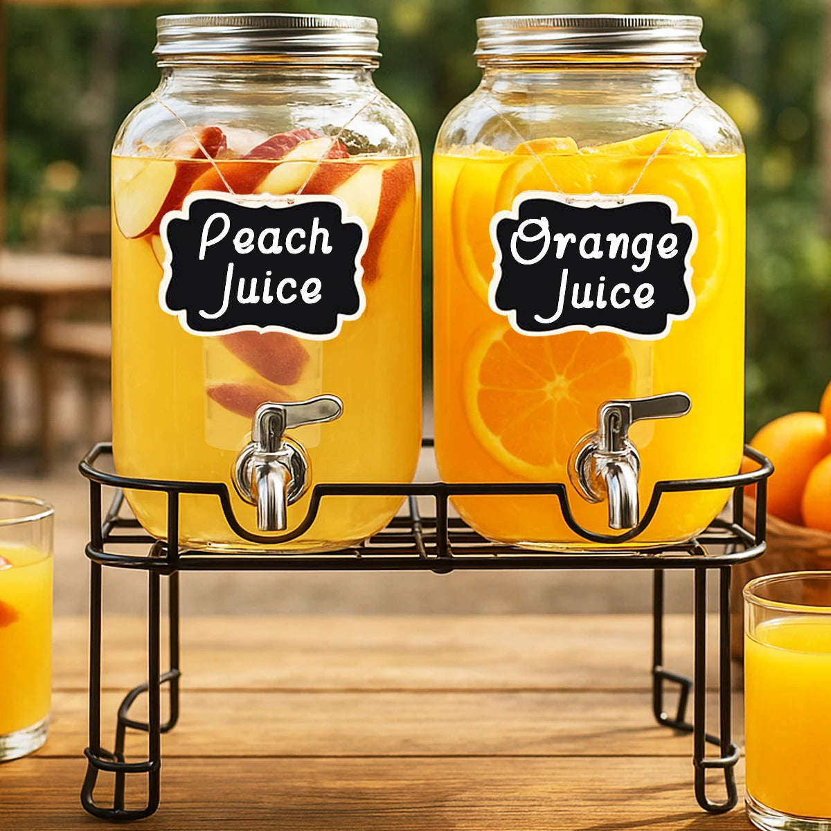 Drink Dispenser 2 Packs 1 Gallon Glass with Stand