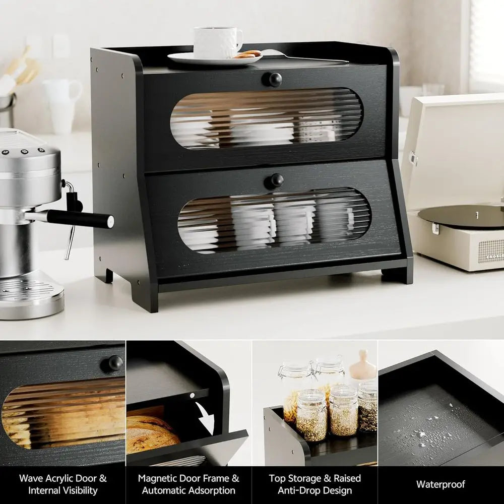 Large Bamboo Double Decker Bread Box