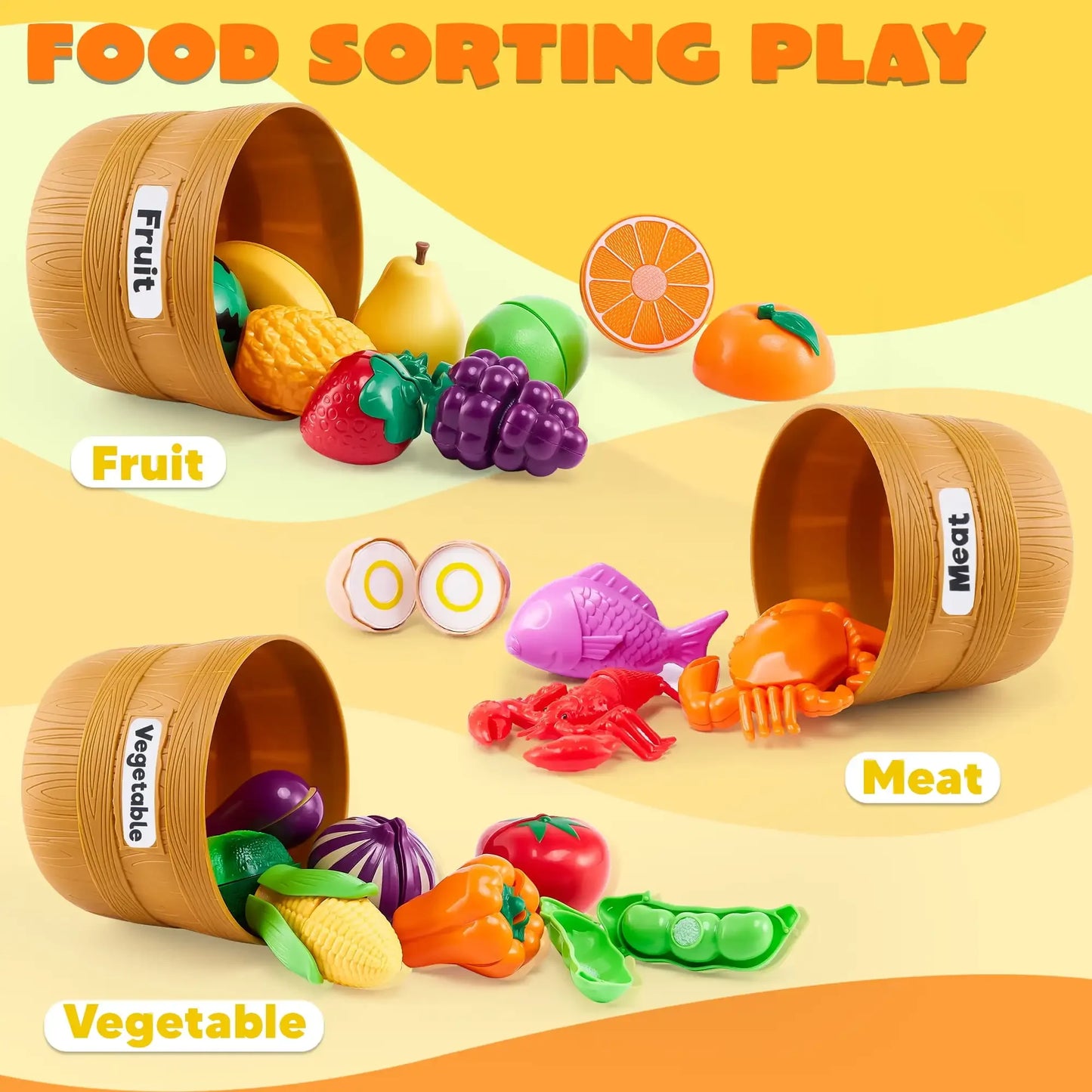 60 pcs Play Food Set for Kids Kitchen