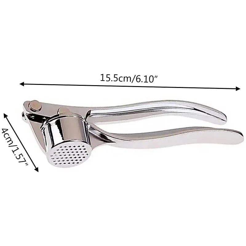 6.10in Stainless Steel Garlic Mincer - Dual-Use Garlic Press & Nut Cracker