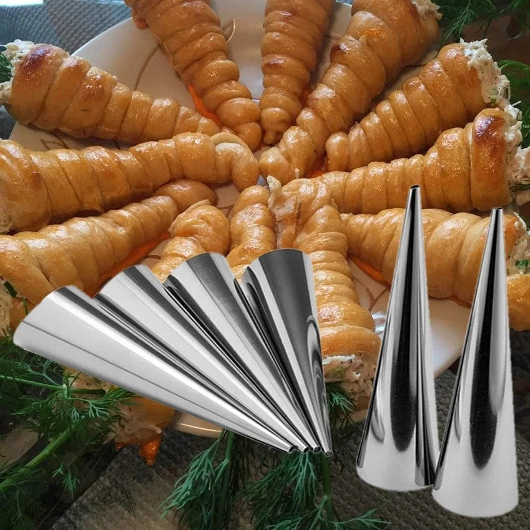 12 stainless steel cream cone molds - heavy-duty 201 baking cones suitable for ice cream