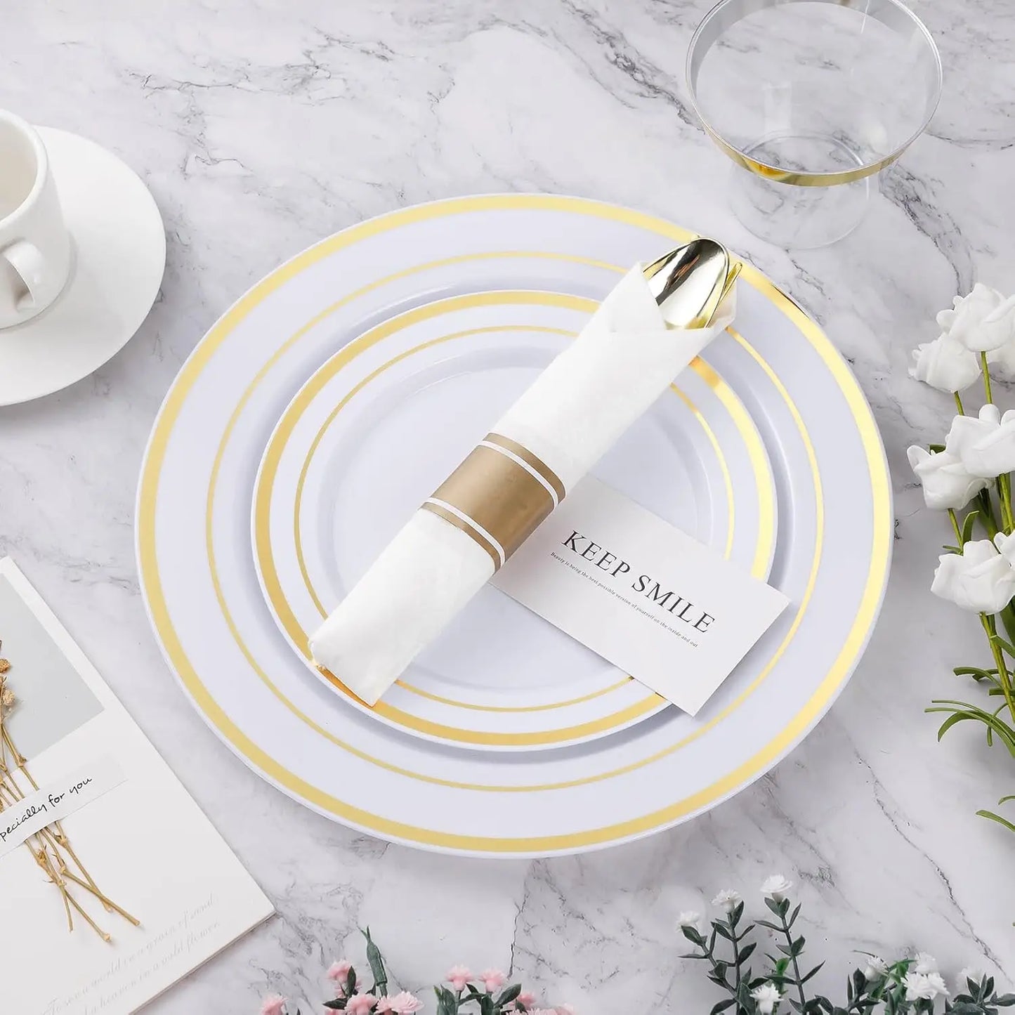 Gold Plastic Dinnerware Set