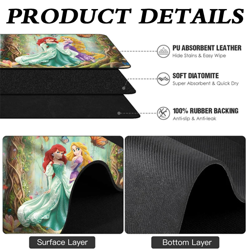 Disney Ariel Rapunzel Kitchen Drying Mat Absorbent Anti slip Pad for Sink