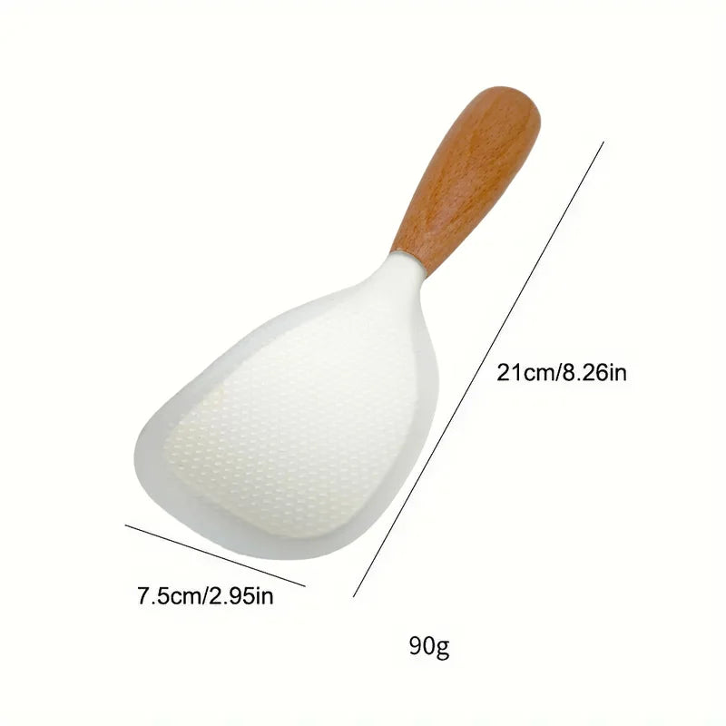 Heat-Resistant Silicone Spoon With Wooden Handle -