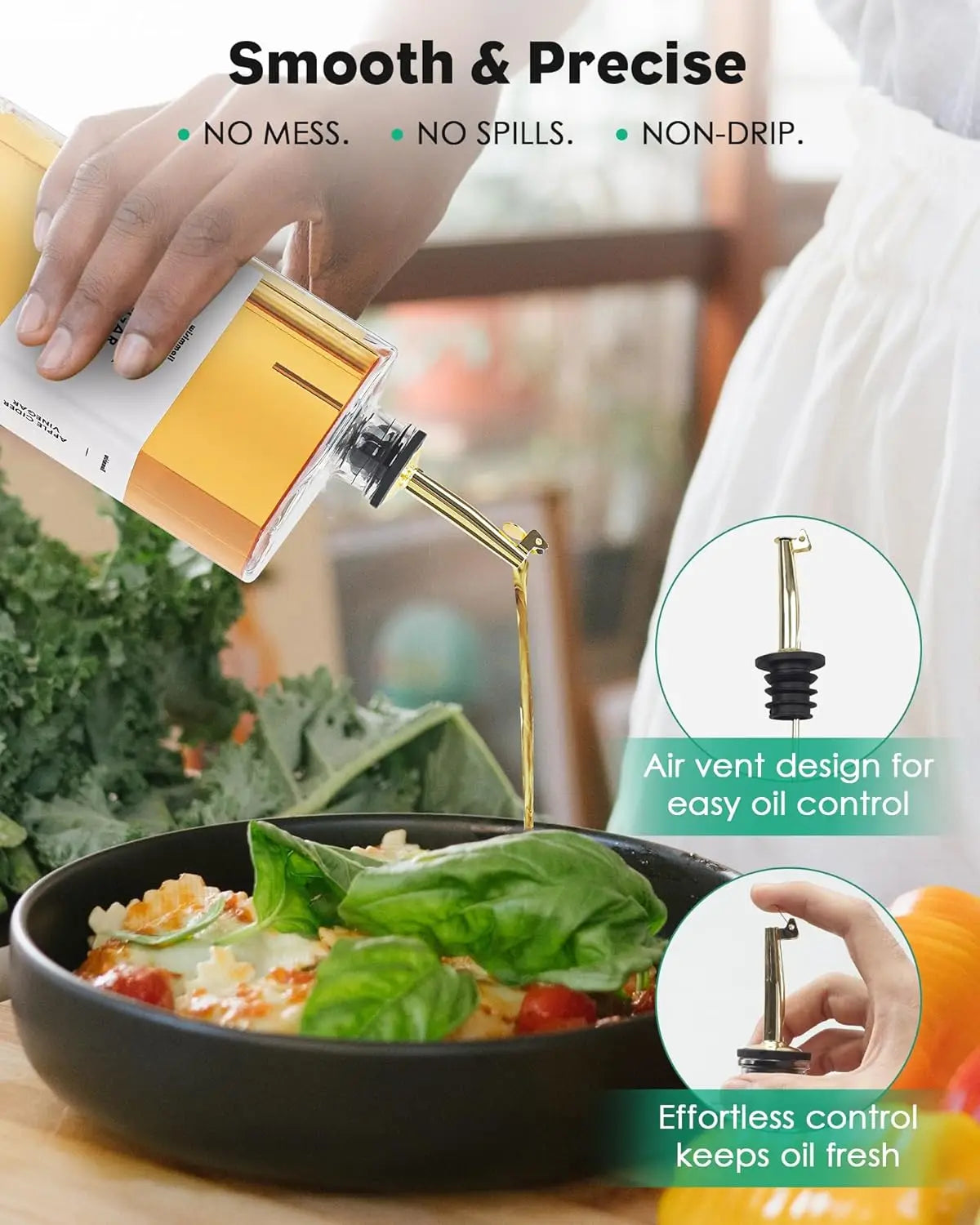 Olive Oil Dispenser For Kitchen, Glass Oil Bottle 500ML Oil