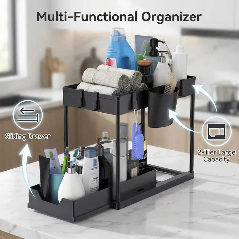 2 Tier Sliding Under Sink Organizer
