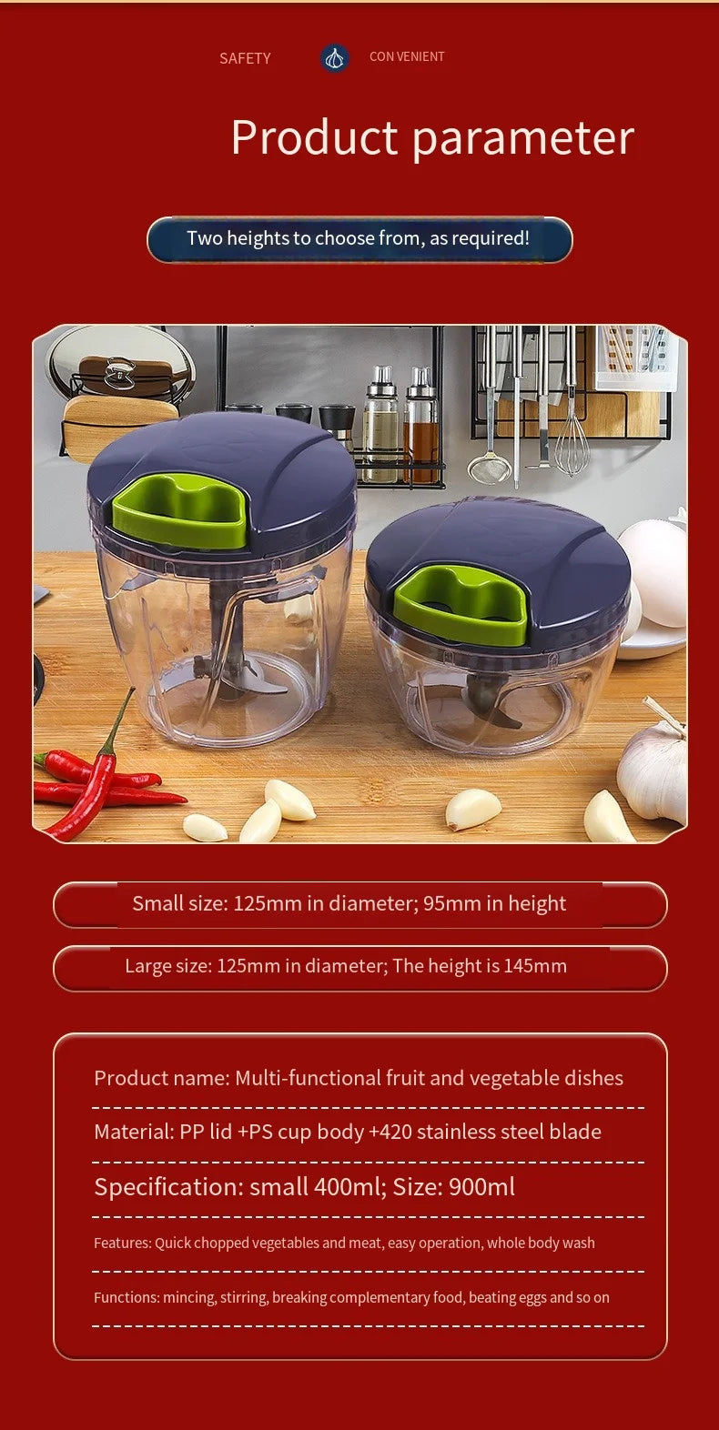 Food blender stainless steel garlic crusher