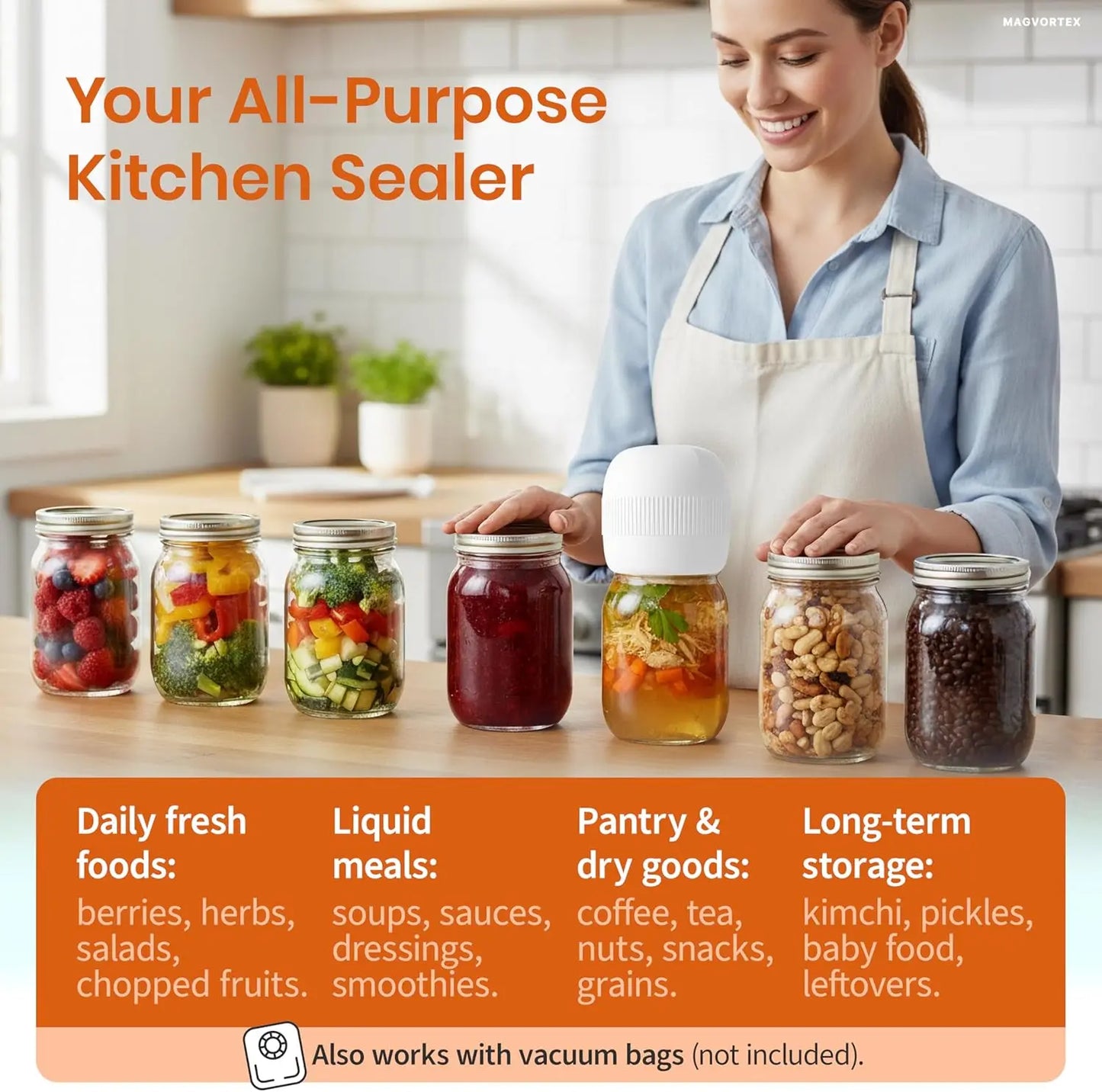 Electric Mason Jar Vacuum Sealer Kit with LED Display,