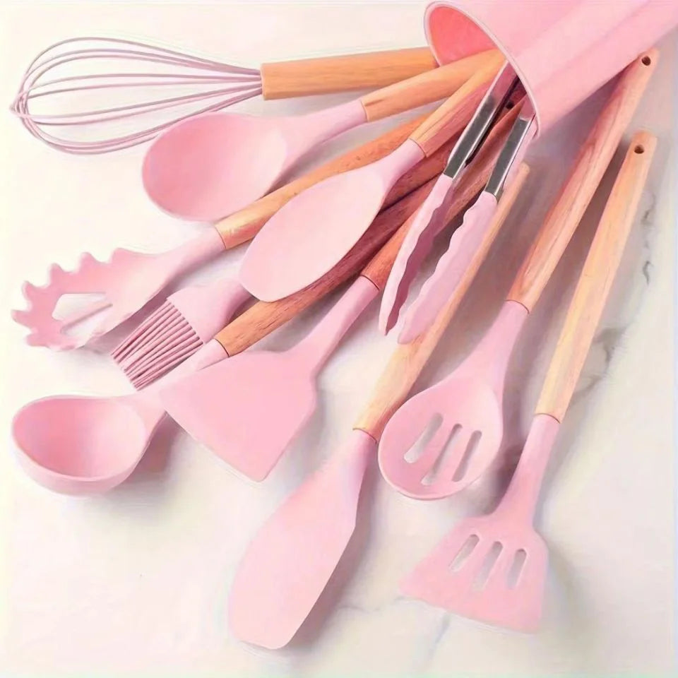 Cream Silicone Cooking Utensils Set