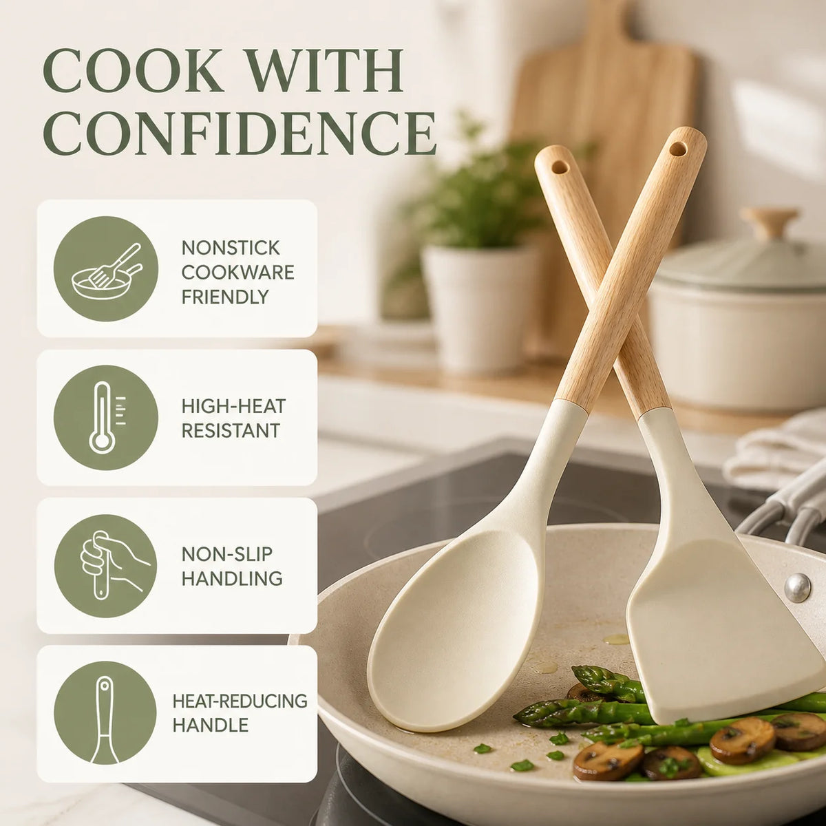 Cream Silicone Cooking Utensils Set