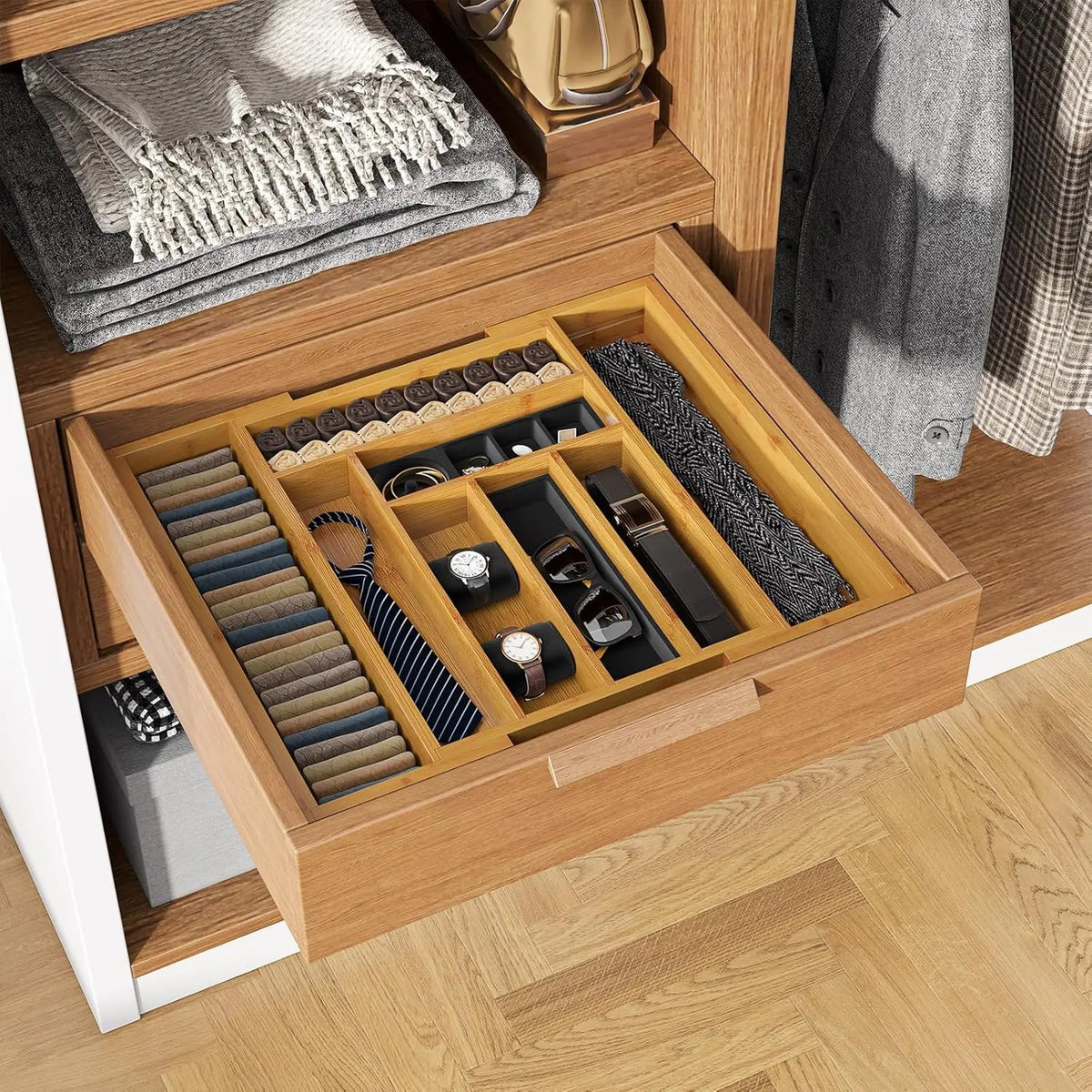 Adjustable Bamboo Silverware Drawer