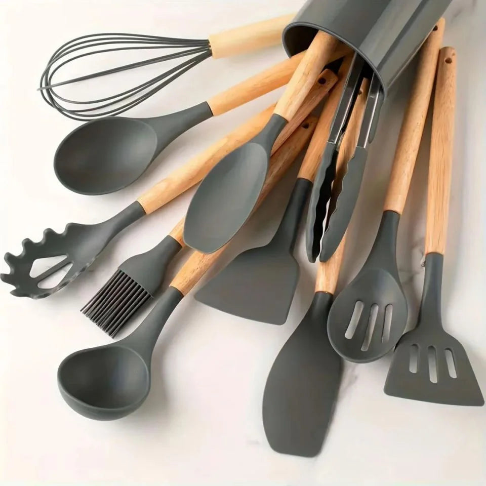 Cream Silicone Cooking Utensils Set