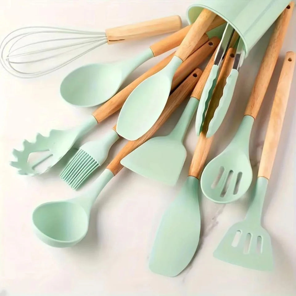 Cream Silicone Cooking Utensils Set