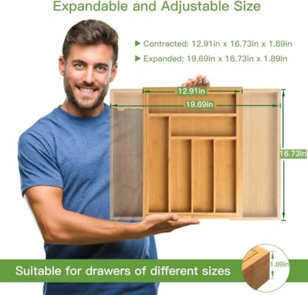 Adjustable Bamboo Silverware Drawer