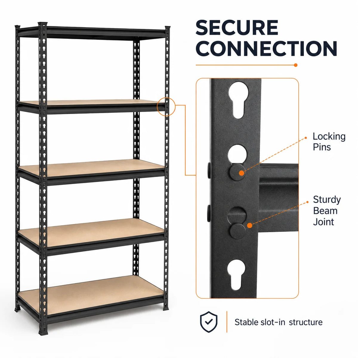 27.6'W X 60'H 5-Tier Garage Shelving Unit,