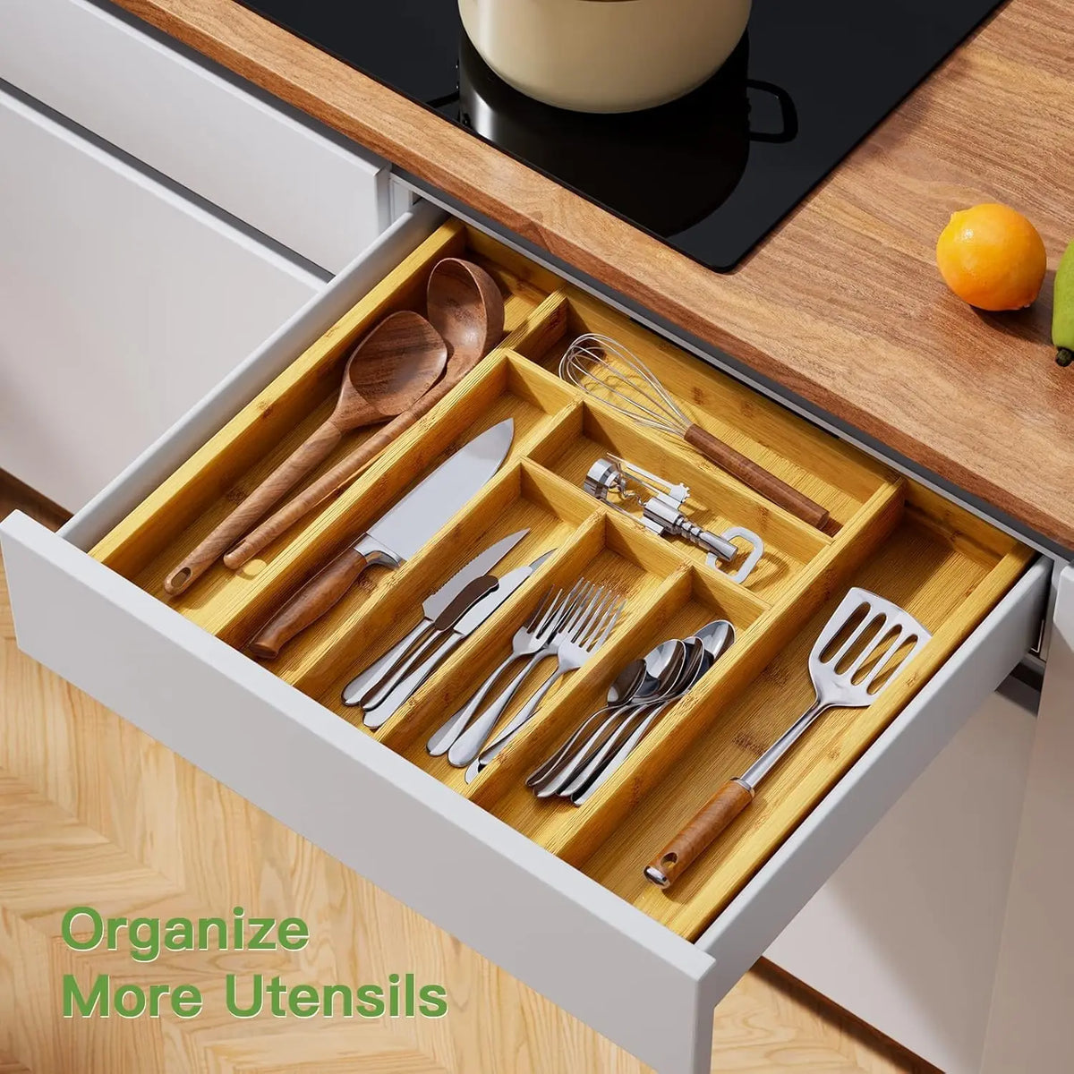 Adjustable Bamboo Silverware Drawer