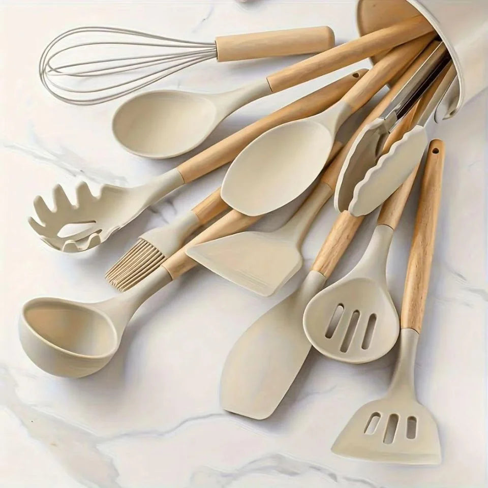 Cream Silicone Cooking Utensils Set