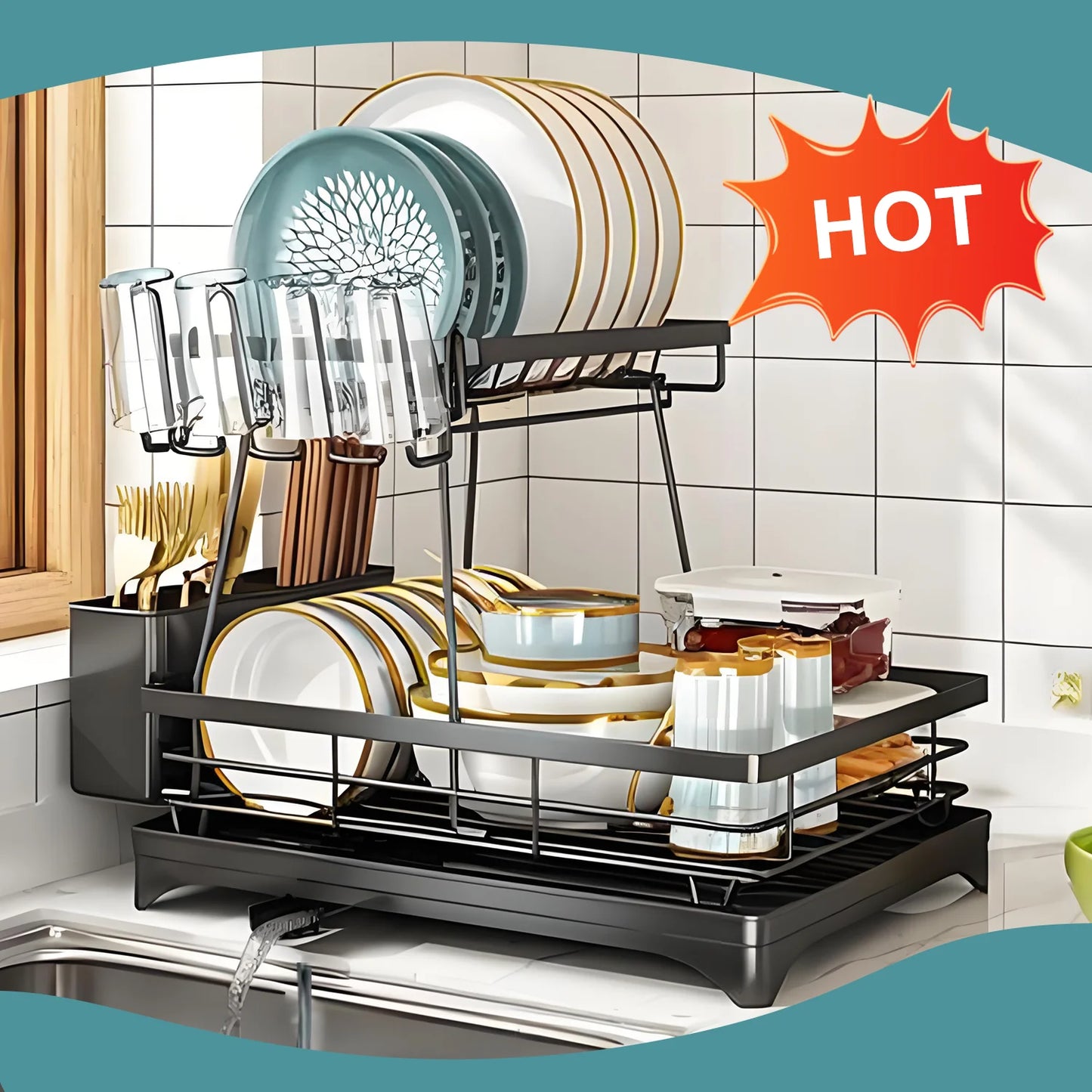 Home Kitchen 2-Tier Dish Rack