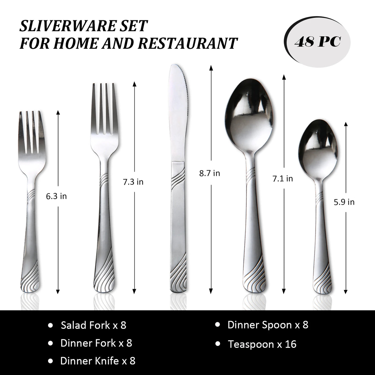 48-Piece Stainless Steel Flatware Set
