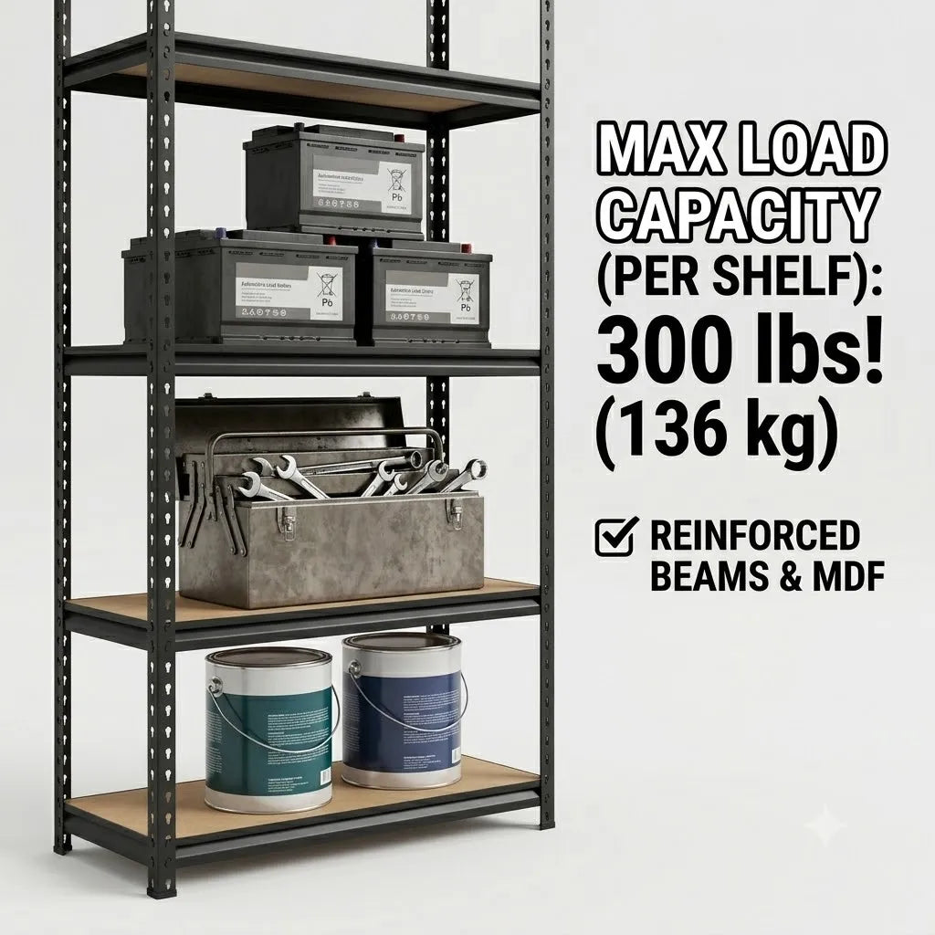 27.6'W X 60'H 5-Tier Garage Shelving Unit,