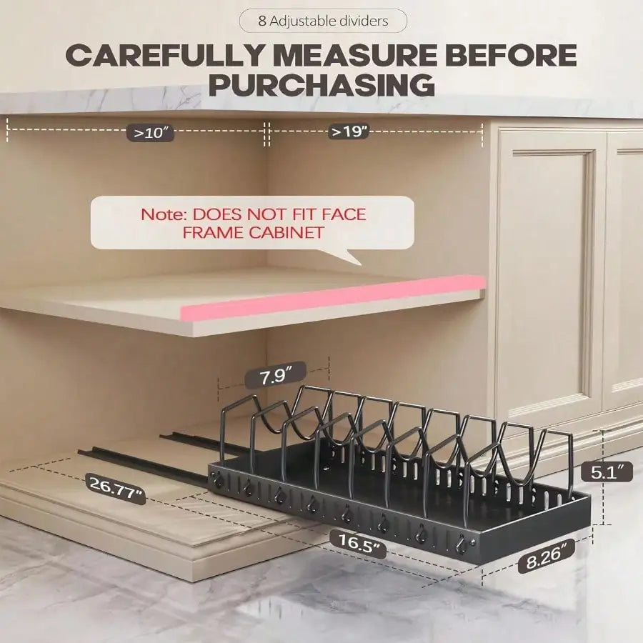 Pull-Out Pot And Pan Organizer, Kitchen Cabinet Drawer