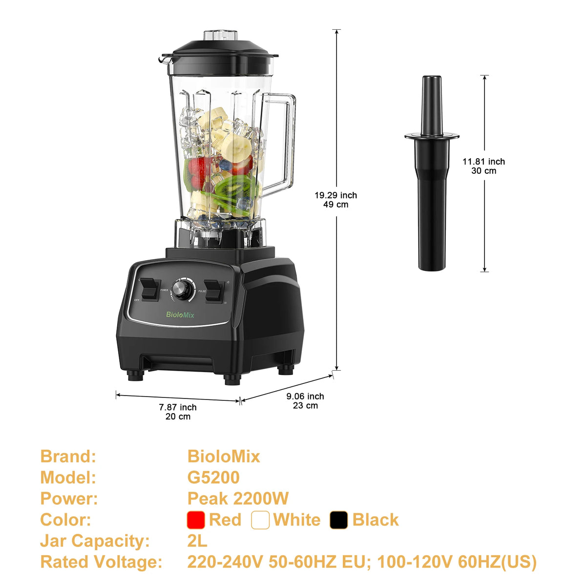 BPA Free 3HP 2200W Heavy Duty Commercial Grade Blender