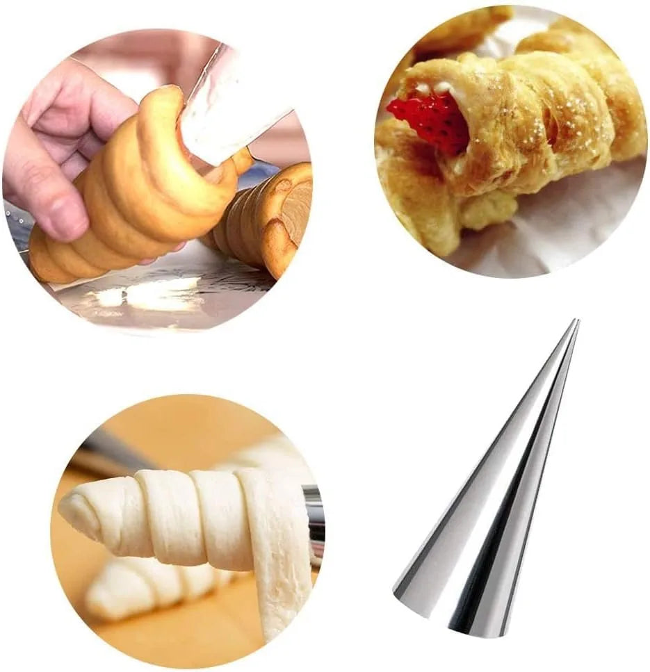 12 stainless steel cream cone molds - heavy-duty 201 baking cones suitable for ice cream