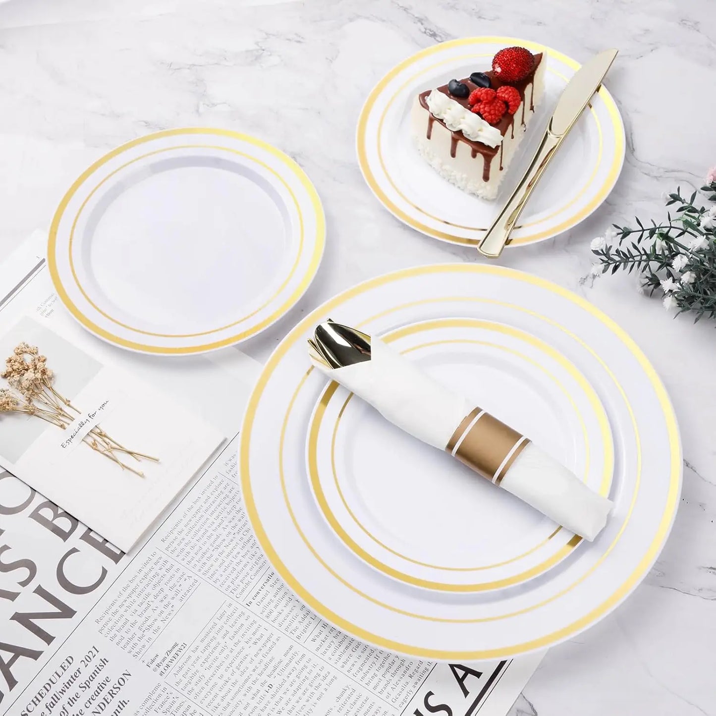 Gold Plastic Dinnerware Set