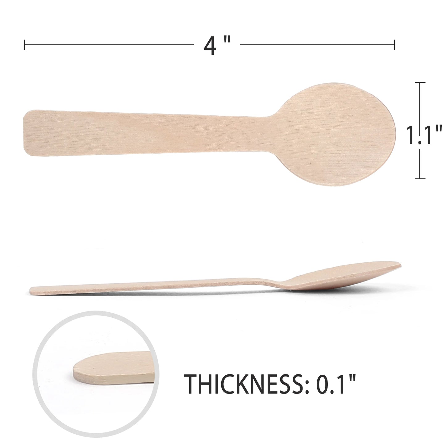 100PCS Disposable Wooden Spoon