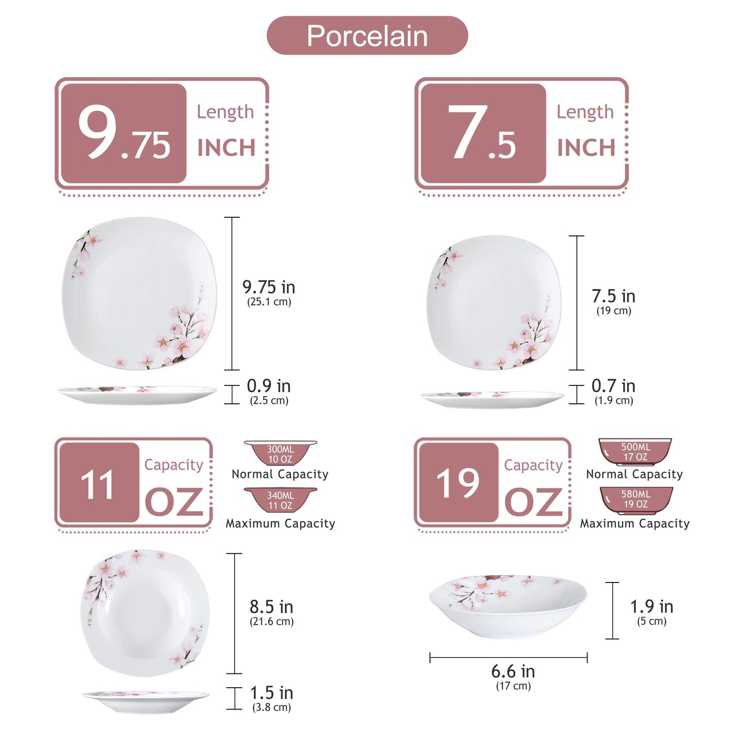 VEWEET ANNIE 30/24/20 Pcs Porcelain Dinnerware Set