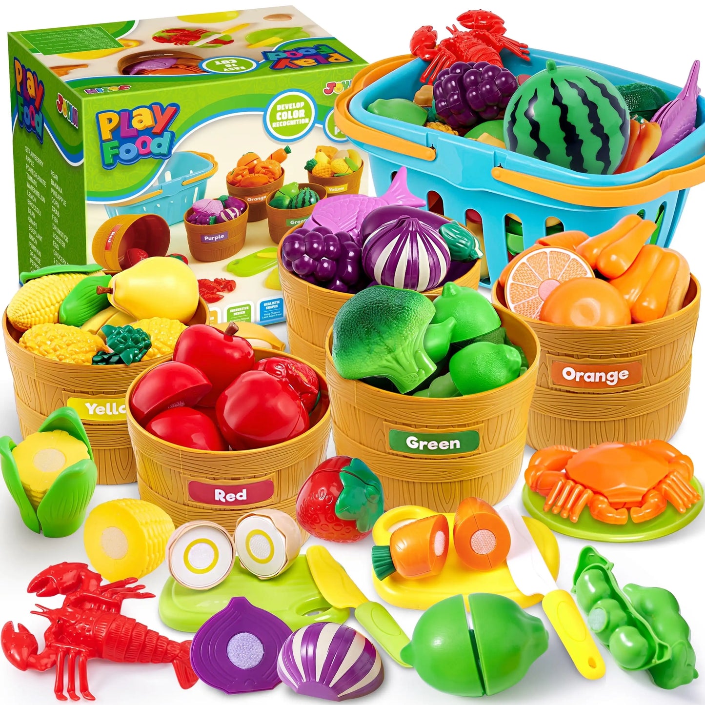60 pcs Play Food Set for Kids Kitchen