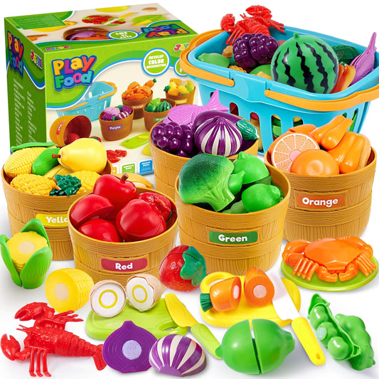 60 pcs Play Food Set for Kids Kitchen