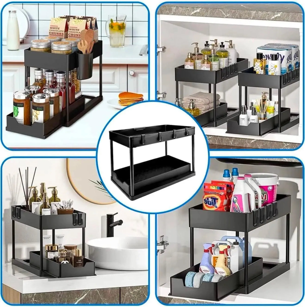 2 Tier Sliding Under Sink Organizer