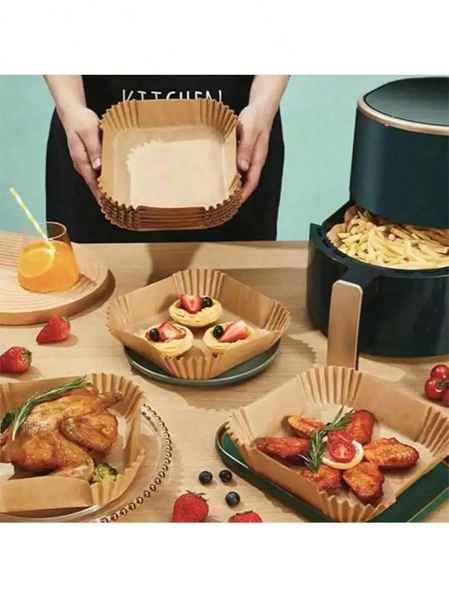 100/50pcs Disposable Square & Round Air Fryer Baking Paper,