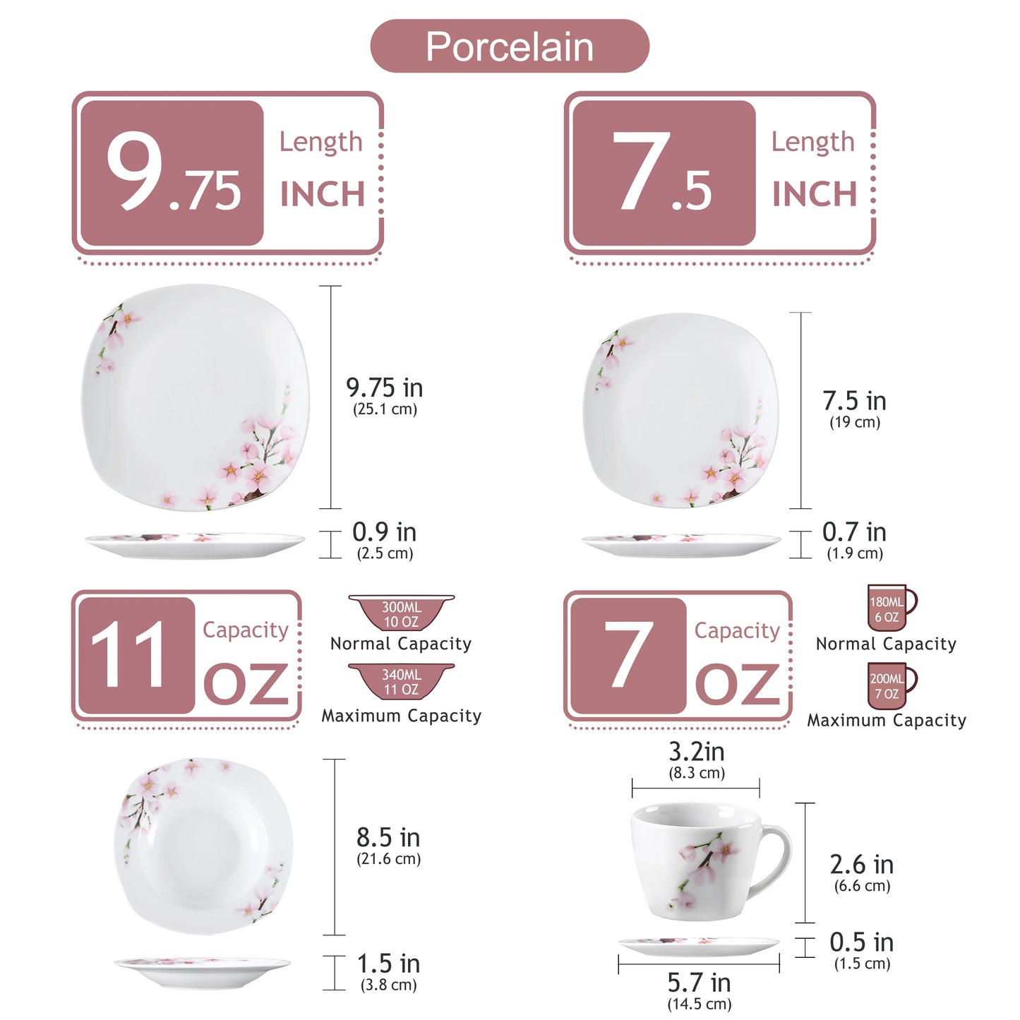 VEWEET ANNIE 30/24/20 Pcs Porcelain Dinnerware Set