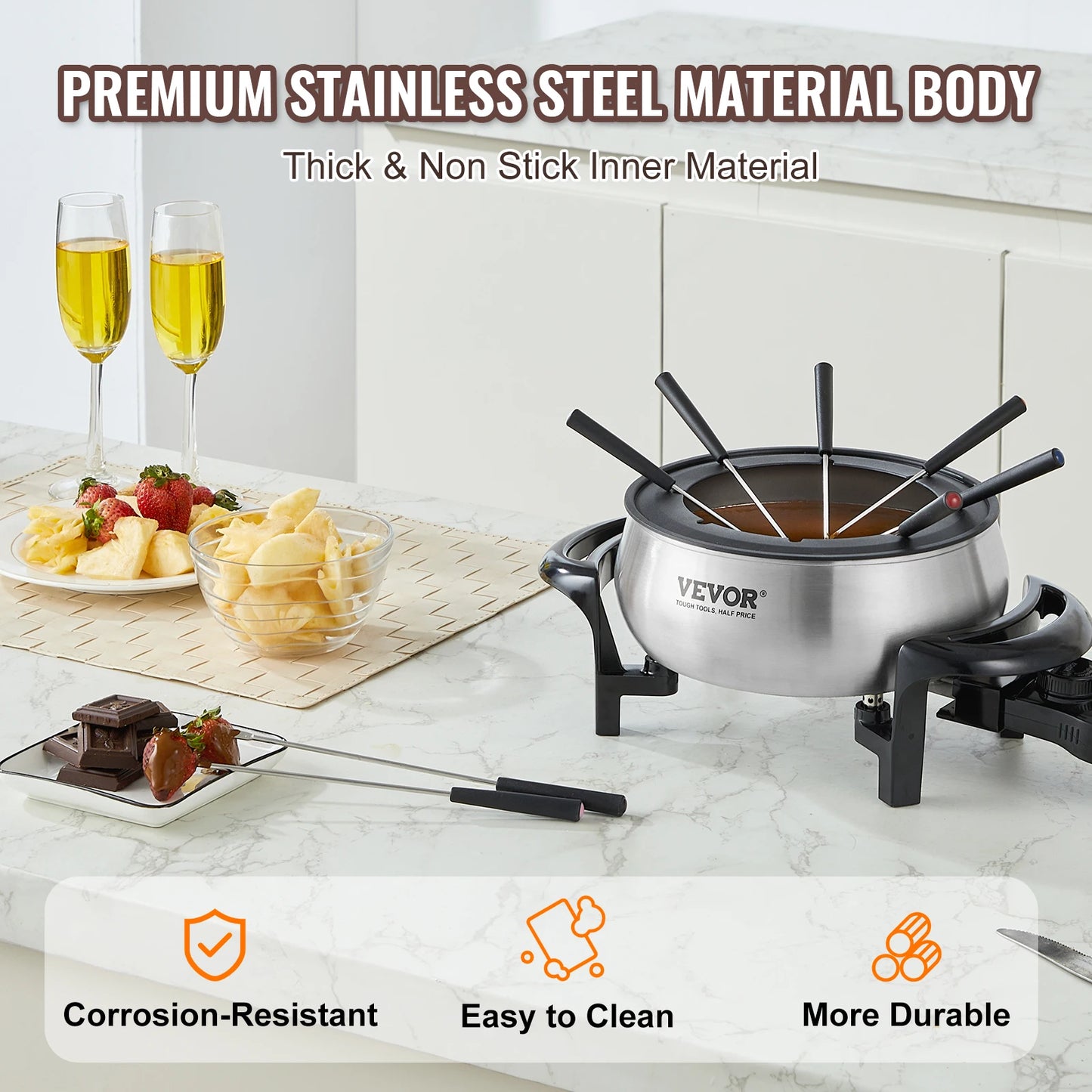 Electric Fondue Pot Set for Cheese & Chocolate