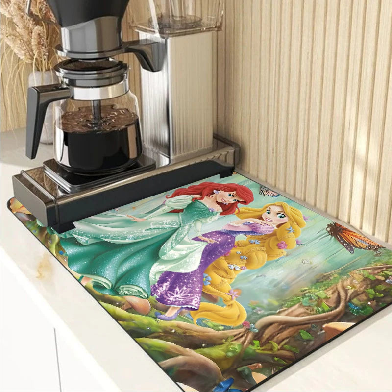 Disney Ariel Rapunzel Kitchen Drying Mat Absorbent Anti slip Pad for Sink