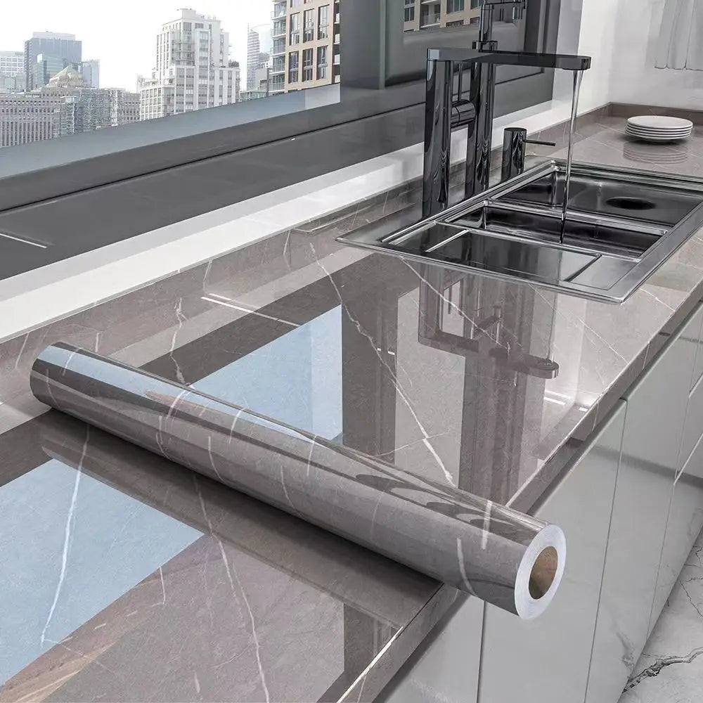 Marble Kitchen Oil-Proof Film Waterproof Moisture-Proof Self-Adhesive Wallpaper