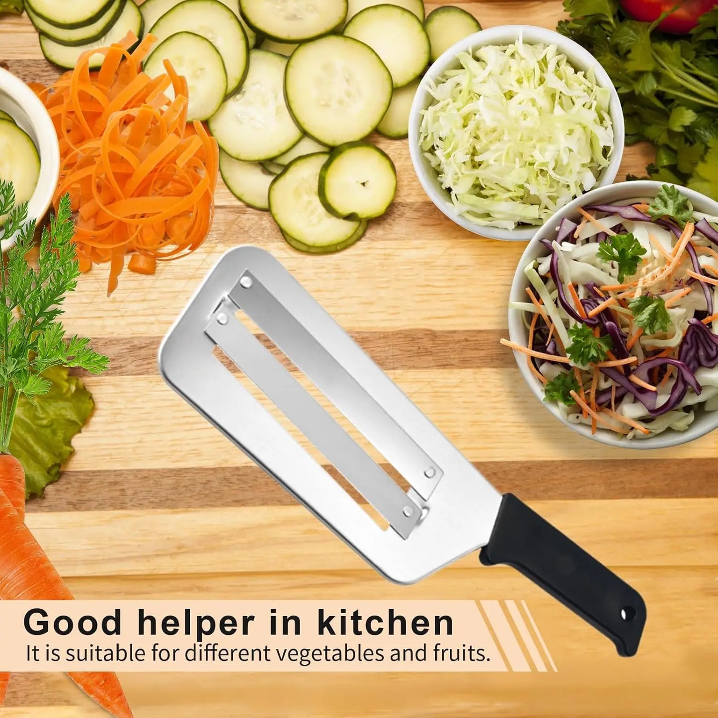 Stainless Steel Dual Blade Julienne Cutter, Cabbage Shredder for Coleslaw,