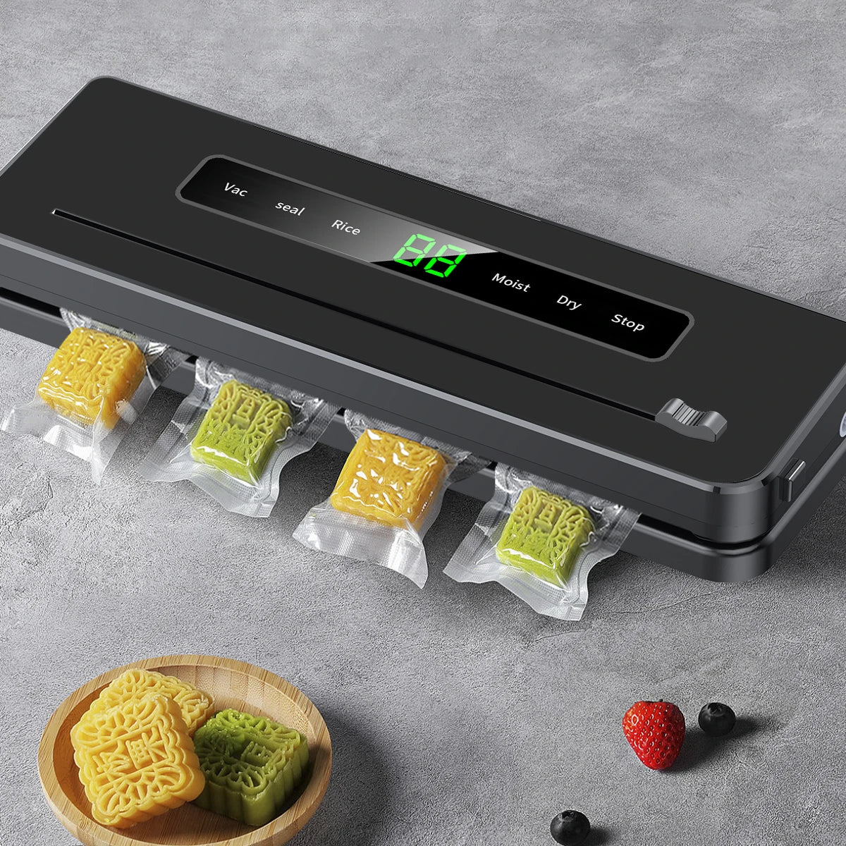 Purple Light Vacuum Sealer, one-touch, wet/dry use, seal & sterilize in one.