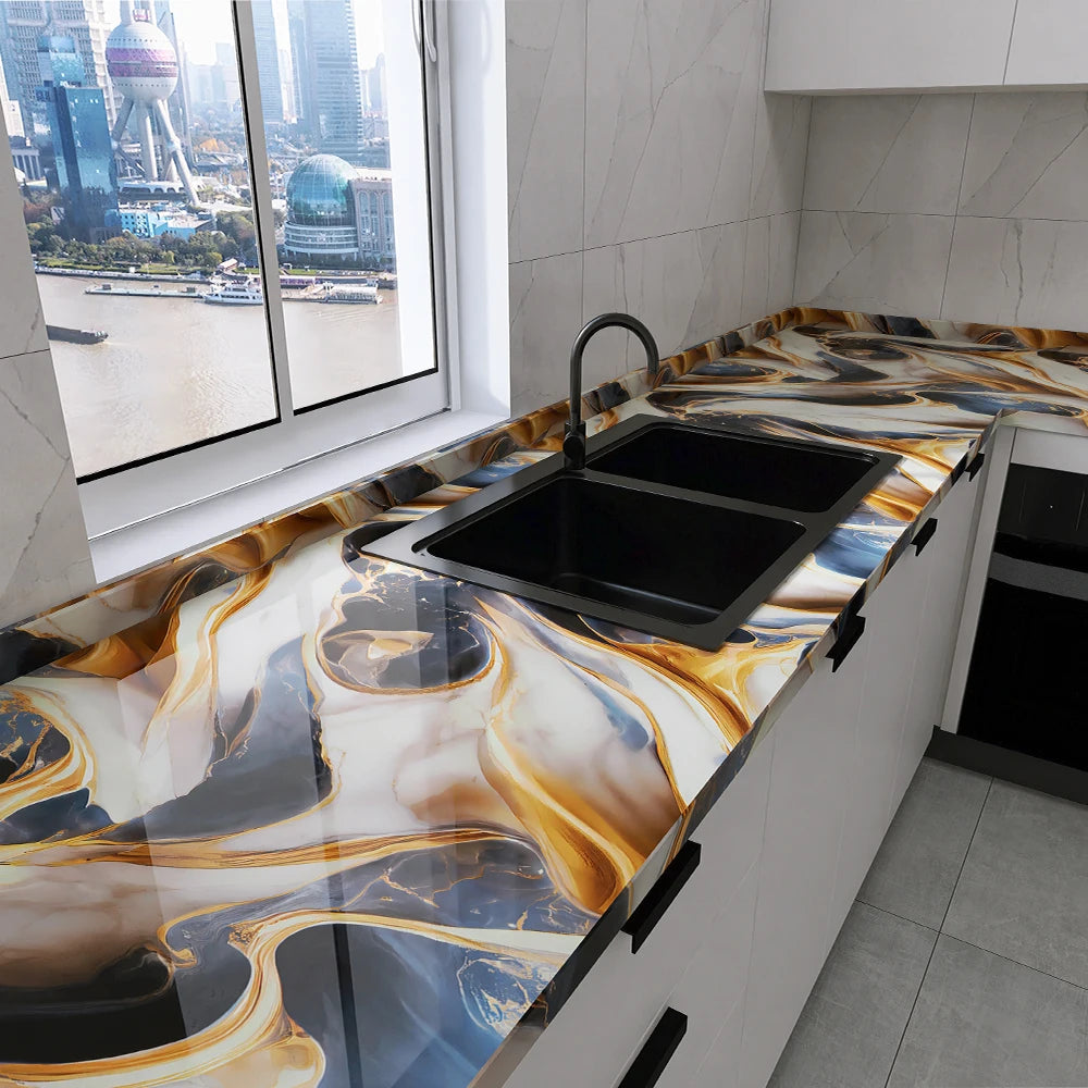Marble Kitchen Oil-Proof Film Waterproof Moisture-Proof Self-Adhesive Wallpaper