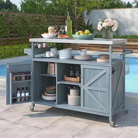 Grill Cart with Stainless Steel Tabletop