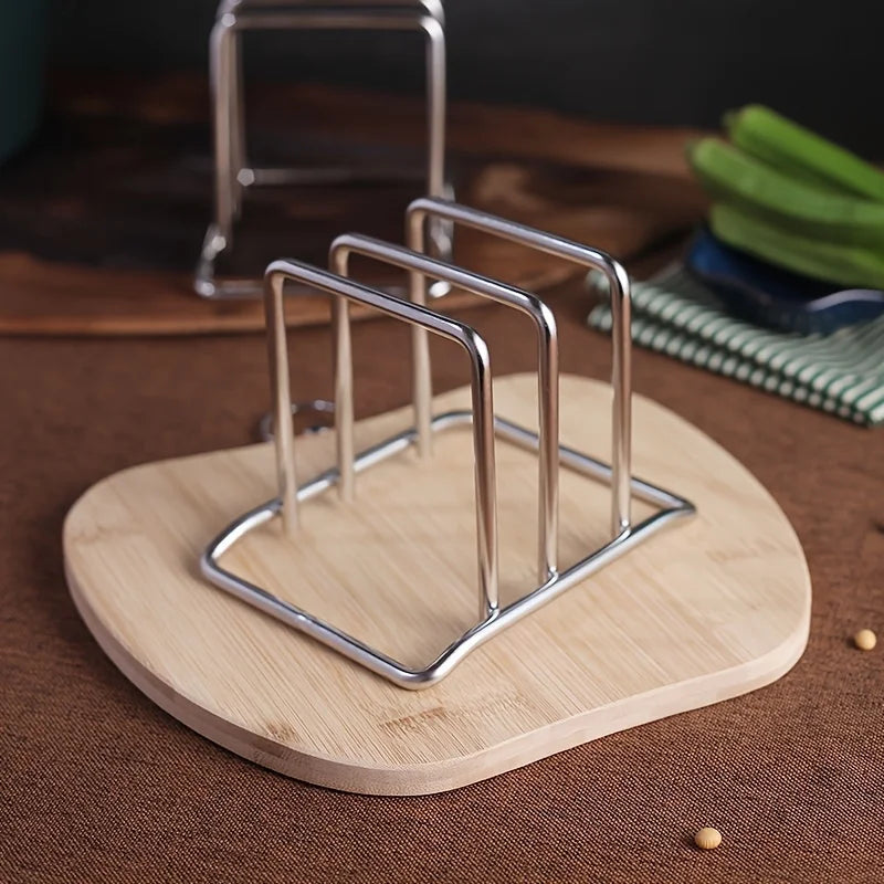 Space-Saving Stainless Steel Pot Lid and Cutting Board Organizer Combo -