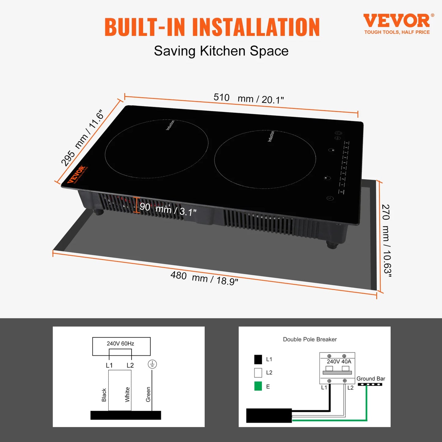 2 Burners Electric Induction Cooktop Stove