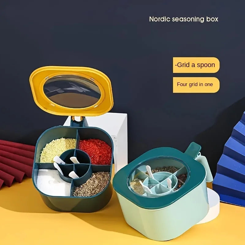 A 4-In-1 Large Capacity Seasoning Box with a Lid