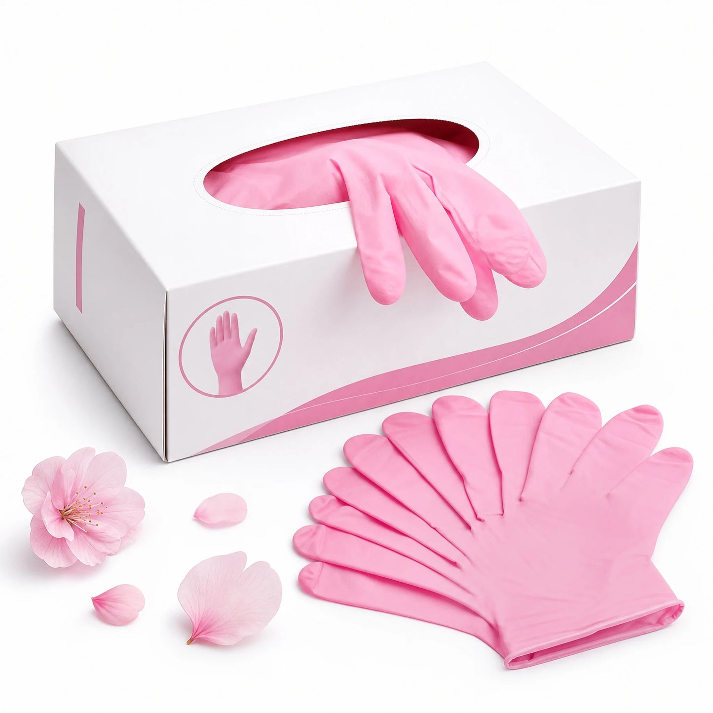 Simple Pink Nitrile Gloves 100Pcs,