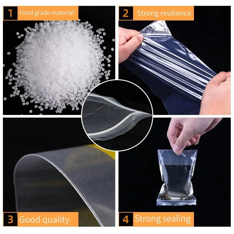 200/100PCS Transparent Zip Bags Food