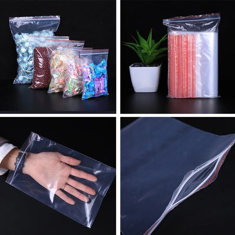 200/100PCS Transparent Zip Bags Food