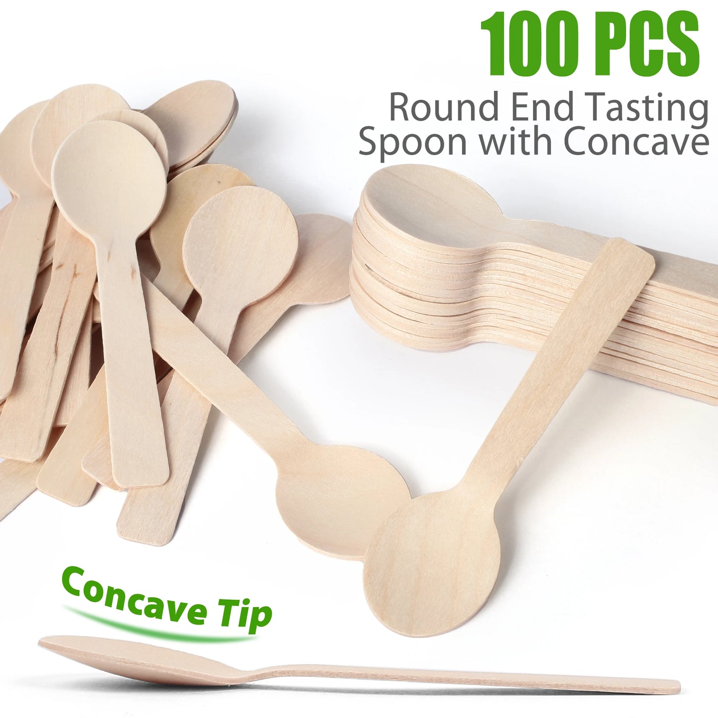 100PCS Disposable Wooden Spoon