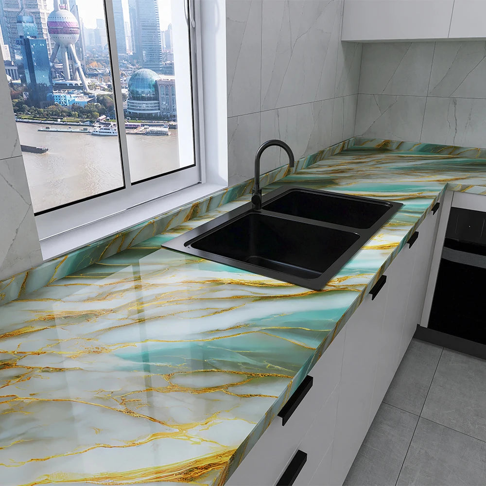 Marble Kitchen Oil-Proof Film Waterproof Moisture-Proof Self-Adhesive Wallpaper